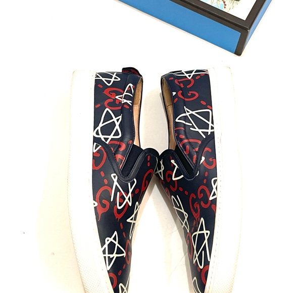 GUCCI Ghost Star Men’s Slip Ons 10 MADE ITALY - Picture 12 of 14